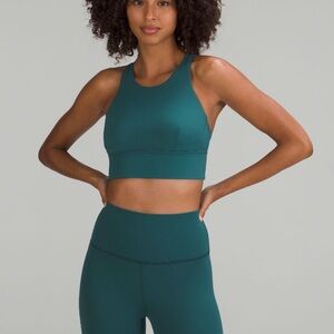 lululemon Wunder Train Longline Bra & Leggings in Green Jasper